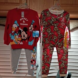 Mickey & Friends Red and Gray Kids Pajama Set